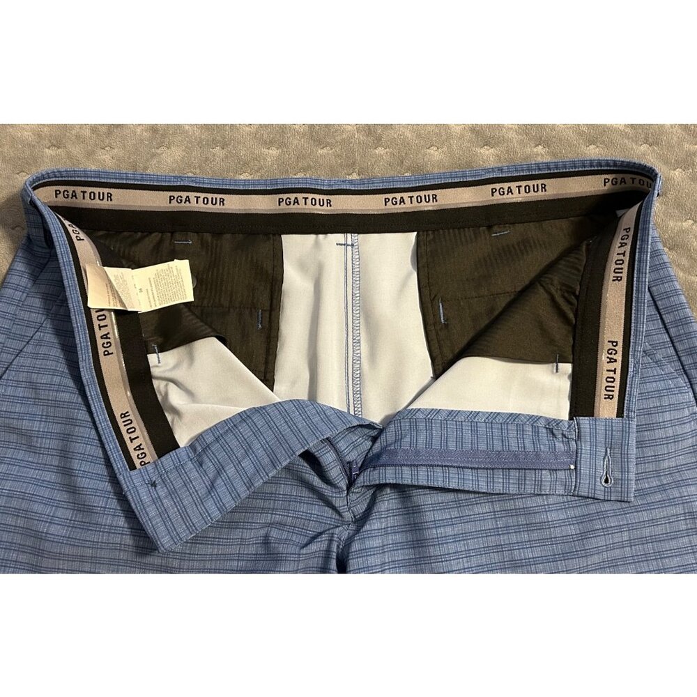 PGA Tour Men's Blue Plaid Golf Shorts 36 Stretch Fabric For Comfort Lightweight - Picture 3 of 6